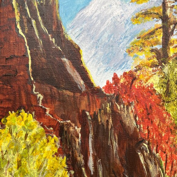 Hand Painted Oil Painting Framed Forest Autumn Fall Landscape Hut Signed 17x13" - Picture 5 of 14